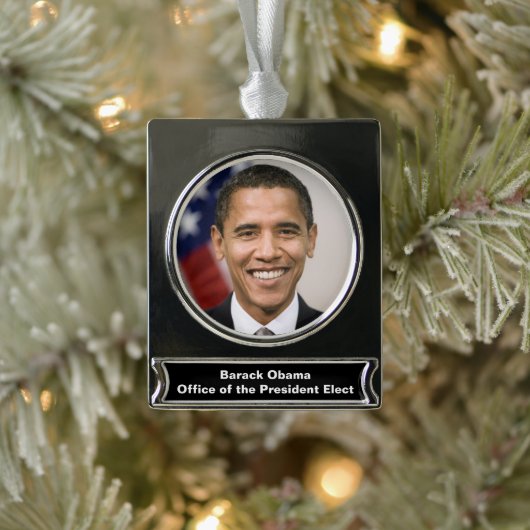 Kantoor van het President Verkozen Barack Obama Verzilverd Banner Ornament (Boom)