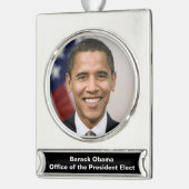Kantoor van het President Verkozen Barack Obama Verzilverd Banner Ornament (Links)