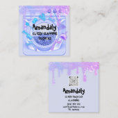 Kantoor van het reinigingscentrum QRCode Soap Blue Vierkante Visitekaartje (Voorkant / Achterkant)