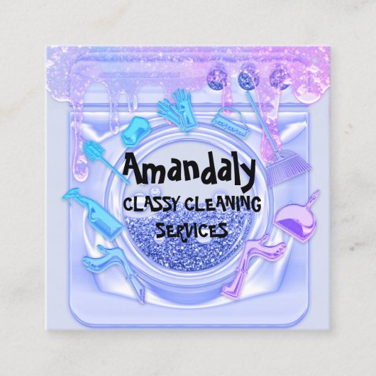 Kantoor van het reinigingscentrum QRCode Soap Blue Vierkante Visitekaartje (Voorkant)