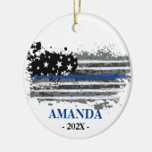 Kantoor van politie en fotokerstmis keramisch ornament (Links)