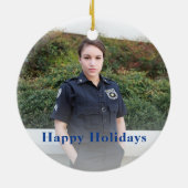 Kantoor van politie en fotokerstmis keramisch ornament (Achterkant)