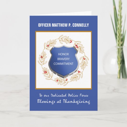 Kantoor van politie Religieuze Thanksgiving Kaart (Voorkant)