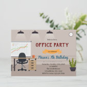 Kantoor verjaardagsthema Uitnodiging (Staand voorkant)