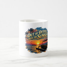 Kantoor Verlaat Retro Vakantie Kunst in de Zonsond Koffiemok