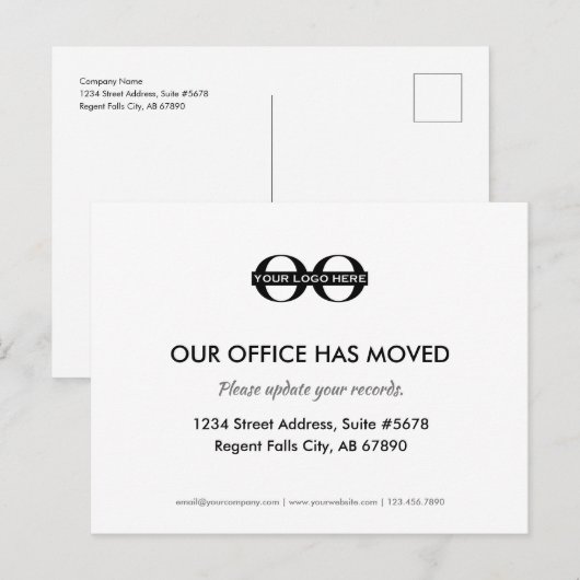 Kantoor Verplaatst Update je records Briefkaart (Voorkant / Achterkant)