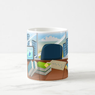 Kantoor voor zakelijke bankiers koffiemok