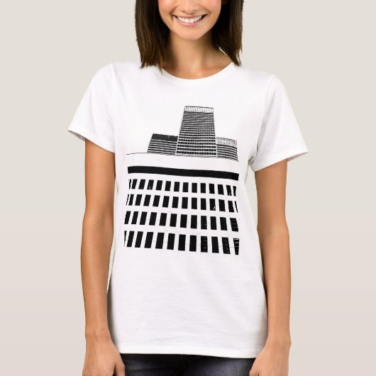 Kantoor Windows-patroon in zwart-wit T-shirt (Voorkant)