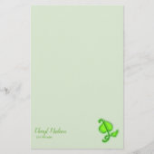 Kantoorartikelen - 3D groene blad met naam Briefpapier (Voorkant)
