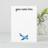 Kantoorartikelen met vliegtuig voor kinderen bedankkaart (Staand voorkant)