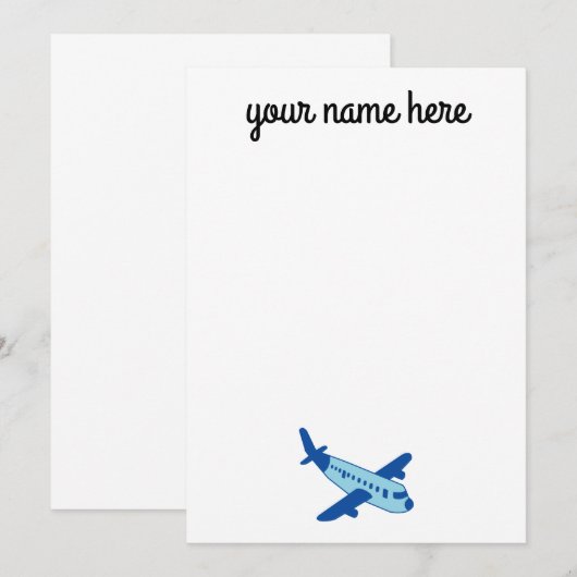 Kantoorartikelen met vliegtuig voor kinderen bedankkaart (Voorkant / Achterkant)