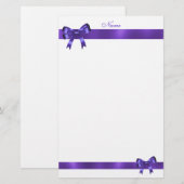 Kantoorartikelen Paarse Strik Lint Briefpapier (Voorkant / Achterkant)