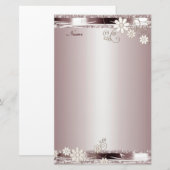 Kantoorartikelen Roze Bloemen Briefpapier (Voorkant / Achterkant)