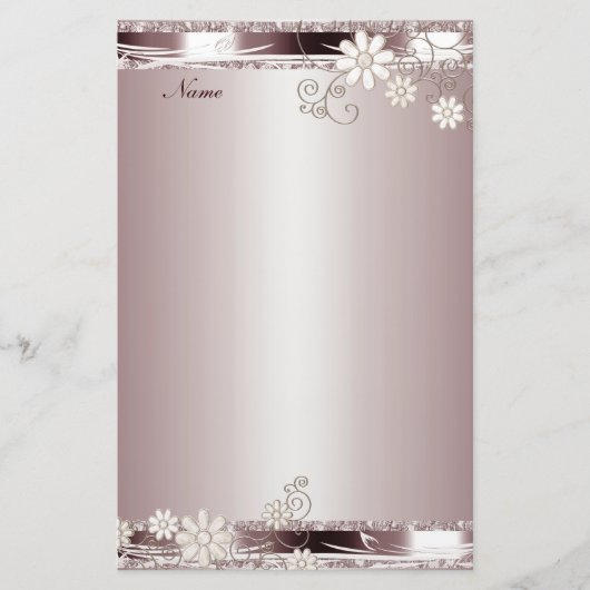 Kantoorartikelen Roze Bloemen Briefpapier (Voorkant)
