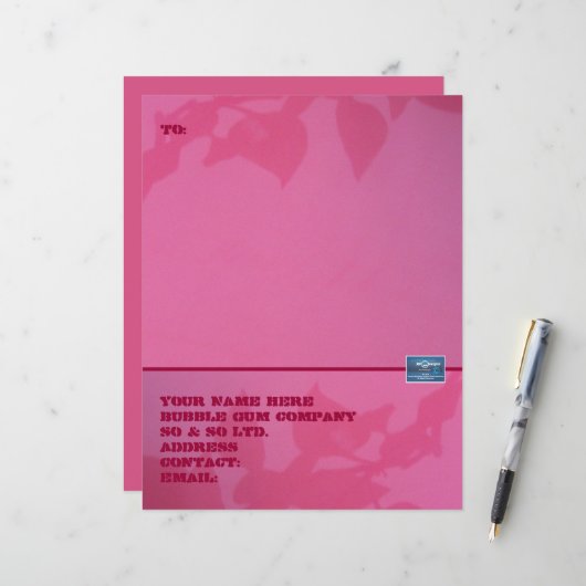 Kantoorartikelenpapier (Bubble Gum) RFPMDesigns 20 (Voorkant / Achterkant in situ)