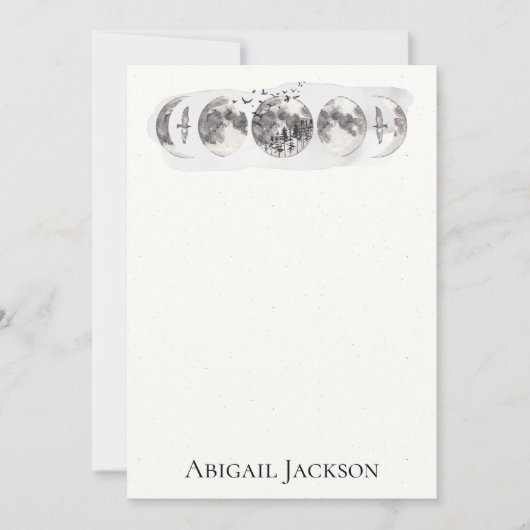 Kantoorbehoeften van de Vogels van de Maan van de Feestdagenkaart (Voorkant)