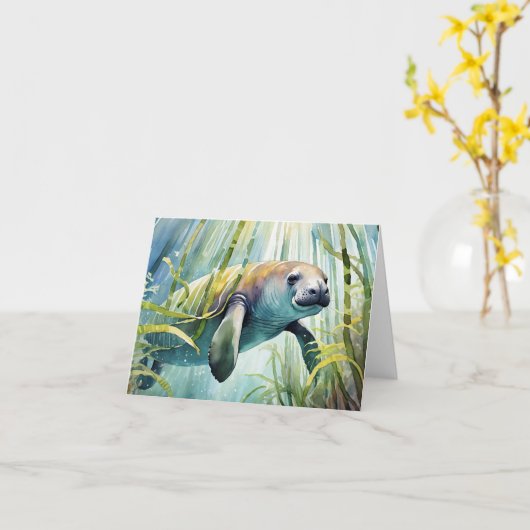 kantoorbehoeften van manatee-Waterverf Kaart (Gele Bloem)