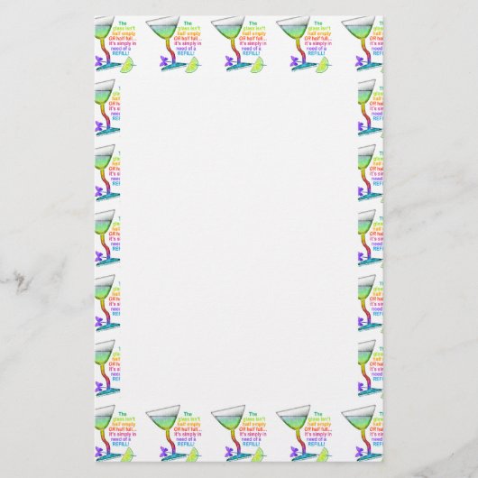 KANTOORBENODIGDHEDEN - GLAS IS HALF VOL BRIEFPAPIER (Voorkant)