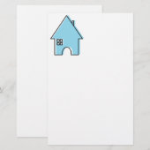 Kantoorbenodigdheden voor blauw huis briefpapier (Voorkant / Achterkant)