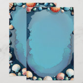 Kantoorbenodigdheden voor schelpen aan zee briefpapier (Voorkant / Achterkant)