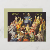 Kantoorfeest Sociale Uitnodiging Clowns Vergaderin (Voorkant / Achterkant)