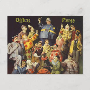 Kantoorfeest Sociale Uitnodiging Clowns Vergaderin