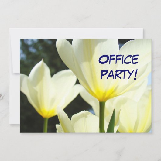 Kantoorfeest! uitnodigingen Witte Gele Tulpen (Voorkant)
