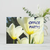 Kantoorfeest! uitnodigingen Witte Gele Tulpen (Staand voorkant)