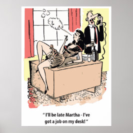 Kantoorhumor, baan op het bureau en bedriegende ec poster