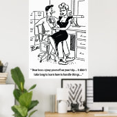 Kantoorhumor, man en mooie vrouw poster (Thuiskantoor)