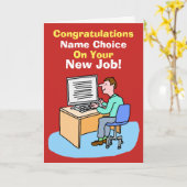 Kantoormedewerker bij Computer. Nieuwe baan. Kaart (Gele Bloem)