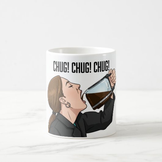 Kantoormeisje dat koffie uit de pot drinkt Humor Koffiemok (Center)