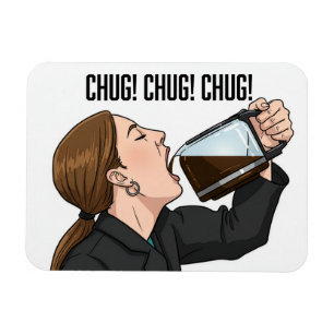 Kantoormeisje dat koffie uit de pot drinkt Humor Magneet
