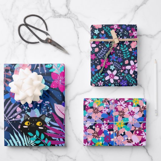 Kantoorzomernacht botanische tuin inpakpapier vel (Voorkant)