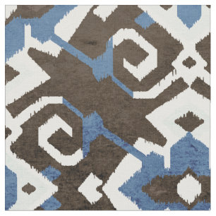 Kantoorzwart blauw en wit ikattribaal patroon stof
