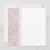 Kantparels Damast Roze Chic Elegante Bruiloft Kaart (Achterkant)