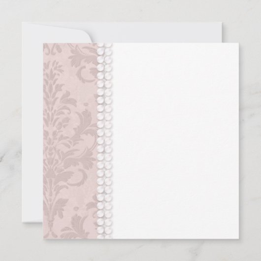 Kantparels Damast Roze Chic Elegante Bruiloft Kaart (Achterkant)