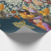 KANTPATROON IN BLAUW MET VLINDERS CADEAUVERPAKKING CADEAUPAPIER (Hoek)