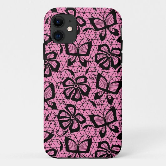 Kantpatroon met vlinders Case-Mate iPhone case (Achterkant)