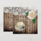 kantschuur hout Vrijgezellenfeest Tea Party Uitnod Kaart (Voorkant / Achterkant)