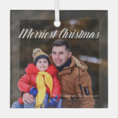 Kantste kerstcadeautje Elegant White Script Over F Glas Ornament (Voorkant)