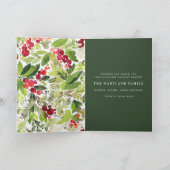 Kantste kerstfeestdag waterverf Kaart met florale  (Binnen)
