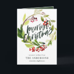Kantste kerstfeestdag waterverf Kaart met florale<br><div class="desc">Verdienste Christmaswatercolor floral Holiday-kaart. Een deel van een collectie.</div>