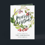 Kantste kerstfeestdag waterverf Kaart met florale<br><div class="desc">Verdienste Christmaswatercolor floral Holiday-kaart. Een deel van een collectie.</div>