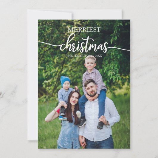 Kantste kerstwitscript Unieke foto Kaart (Voorkant)