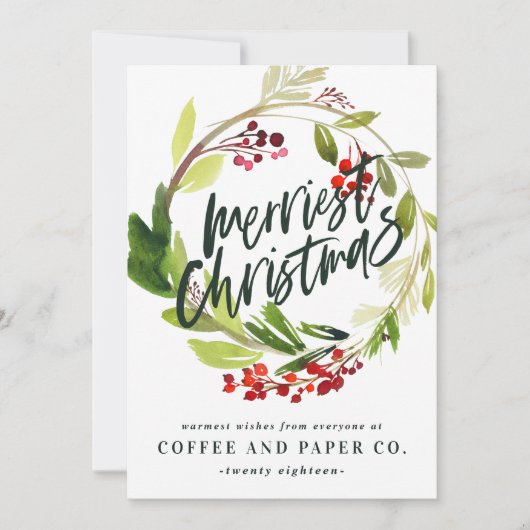 Kantste waterverf met kerstmis feestdagenkaart (Voorkant)