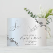 Kantvintage rand zilver Save The Date (Staand voorkant)