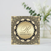 Kantwerk Gouden Uitnodigingen Eetfeestje (Staand voorkant)