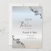 Kantwerk rand Zilveren Bruiloft Save The Date (Voorkant)