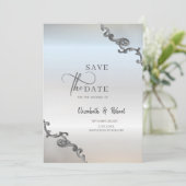 Kantwerk rand Zilveren Bruiloft Save The Date (Staand voorkant)